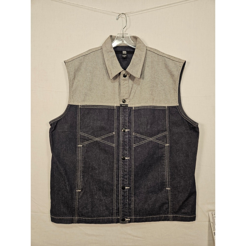 Marithe Francois Girbaud Mens Two Tone Denim Vest Blue Grey XXL 3607